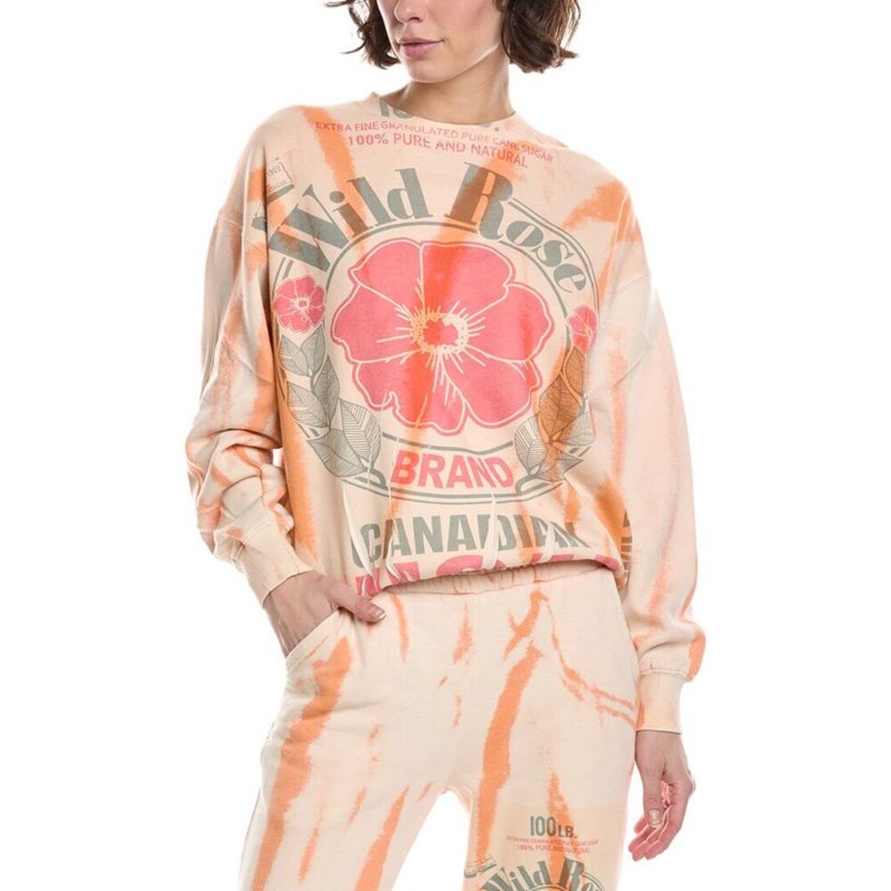 Nu Vintage Womens  Wild Rose Crewneck Pullover, Orange